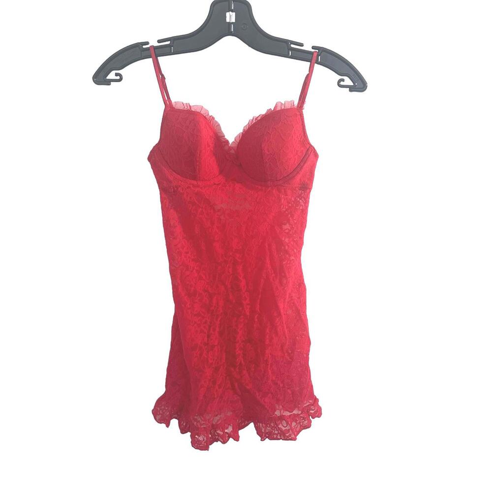 Victoria's Secret The Lacie Vibrant Red Lace Babydoll - M